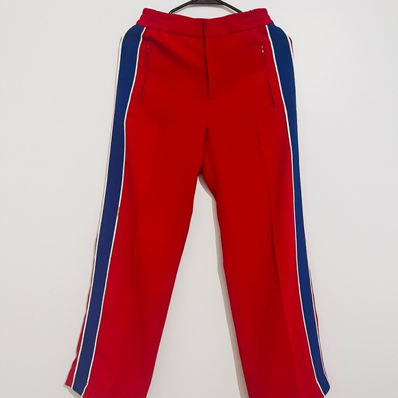 Zara red trouser with blue stripe. Worn only twice. - Picture 2 of 5